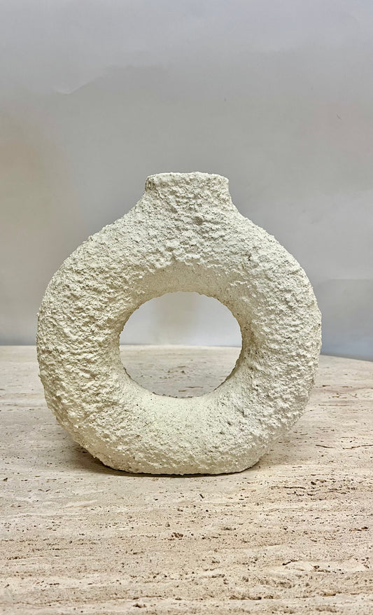 Textured White Donut/Geo Vase