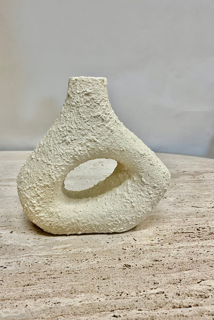 Textured White Donut/Geo Vase