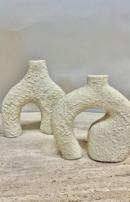 Textured White Donut/Geo Vase